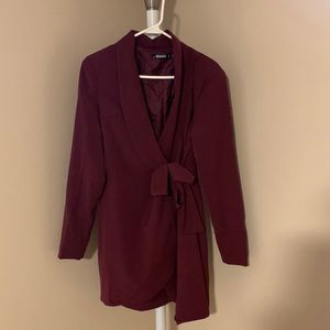 Plum tie side blazer dress